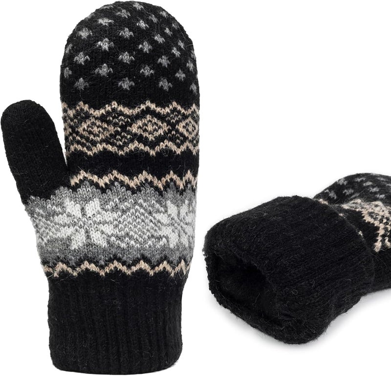 Eohak Winter Warm Mittens for Women Men Snowflake Mittens Soft Fleece Wool Gloves for Cold Weather - Image 2